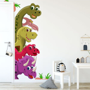 Dětské samolepky na zeď - Dinosauři kolem dveří