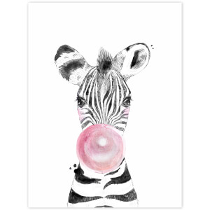 Obraz na zeď - Zebra s růžovou bublinou 