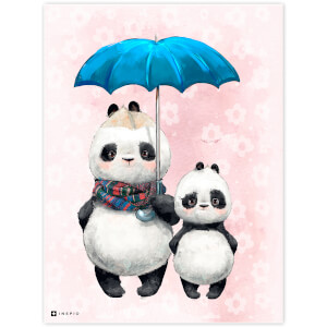 Obrázek Pandy s modrým deštníkem do dětského pokoje