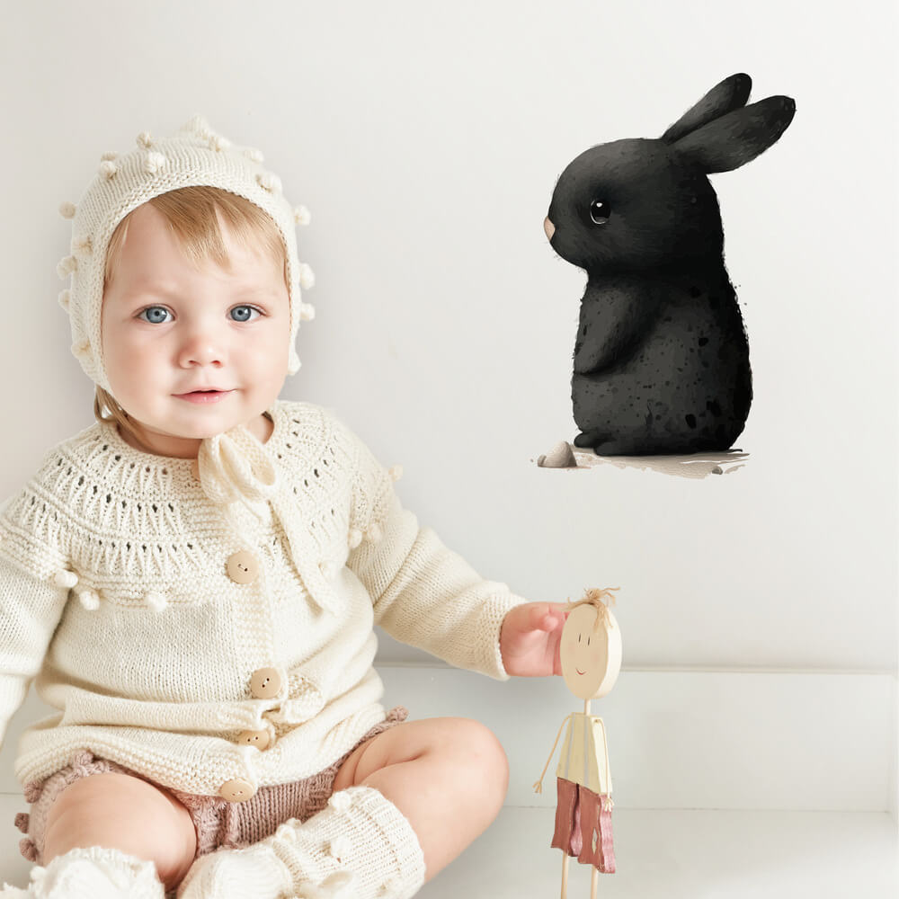 Dětská samolepka na zeď - Černý králíček